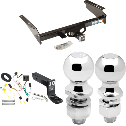 Fits 2002-2007 Jeep Liberty Trailer Hitch Tow PKG w/ 4-Flat Wiring + Ball Mount w/ 4" Drop + 2" Ball + 2-5/16" Ball By Reese Towpower