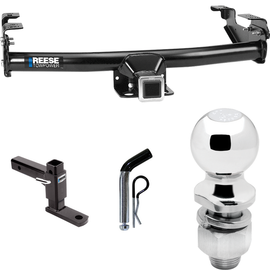 Fits 1992-2000 Chevrolet C3500 Trailer Hitch Tow PKG w/ Adjustable Drop Rise Ball Mount + Pin/Clip + 2" Ball (For Crew Cab Models) By Reese Towpower