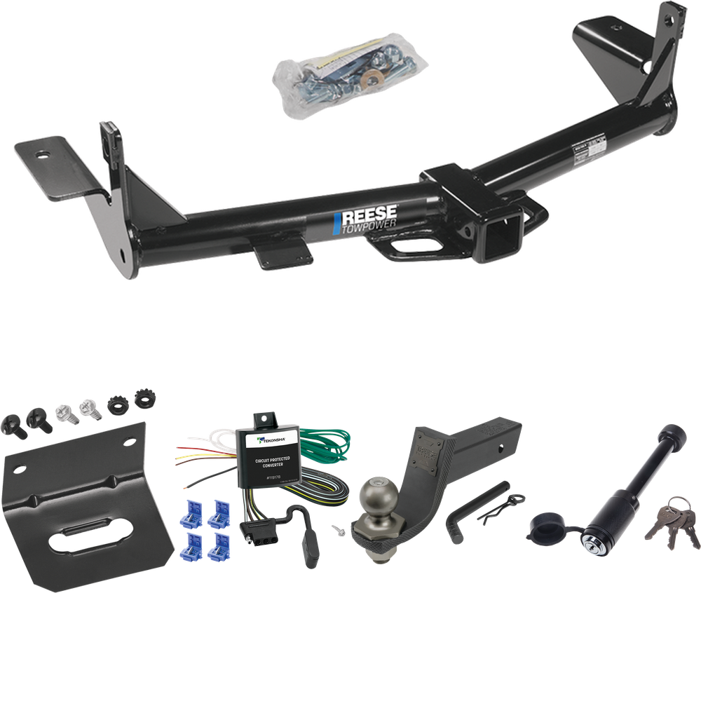 Fits 2008-2010 Mercury Mountaineer Trailer Hitch Tow PKG w/ 4-Flat Wiring + Interlock Tactical Starter Kit w/ 3-1/4" Drop & 2" Ball + Tactical Dogbone Lock + Wiring Bracket (For w/1-1/4" Receivers Models) By Reese Towpower