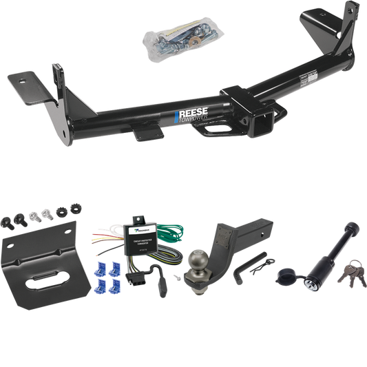 Fits 2008-2010 Mercury Mountaineer Trailer Hitch Tow PKG w/ 4-Flat Wiring + Interlock Tactical Starter Kit w/ 3-1/4" Drop & 2" Ball + Tactical Dogbone Lock + Wiring Bracket (For w/1-1/4" Receivers Models) By Reese Towpower