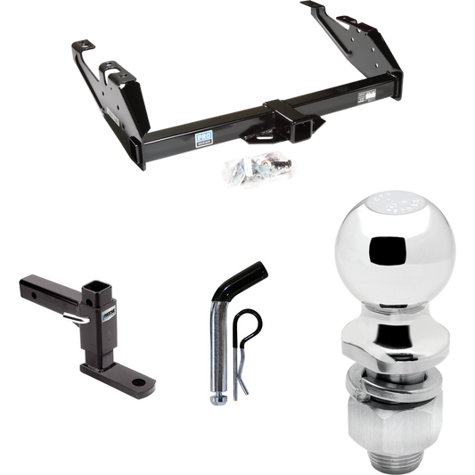 Fits 1992-2000 Chevrolet K2500 Trailer Hitch Tow PKG w/ Adjustable Drop Rise Ball Mount + Pin/Clip + 2" Ball (For Crew Cab Models) By Reese Towpower