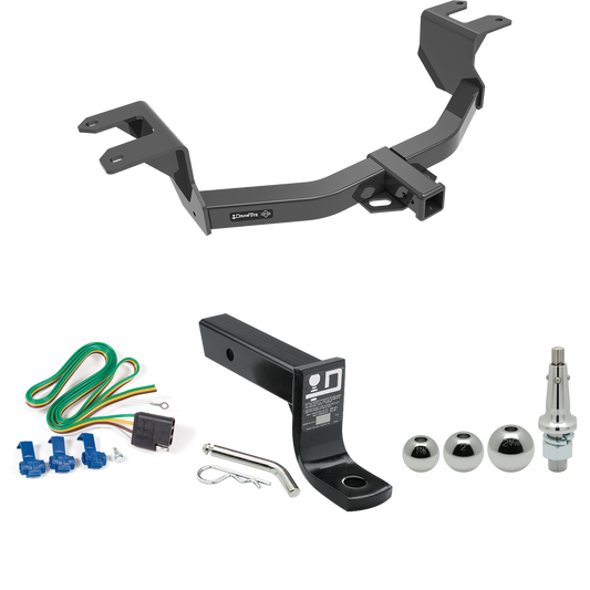 Fits 2019-2023 GMC Sierra 1500 Trailer Hitch Tow PKG w/ 4-Flat Wiring + Ball Mount w/ 4" Drop + Interchangeable Ball 1-7/8" & 2" & 2-5/16" By Draw-Tite