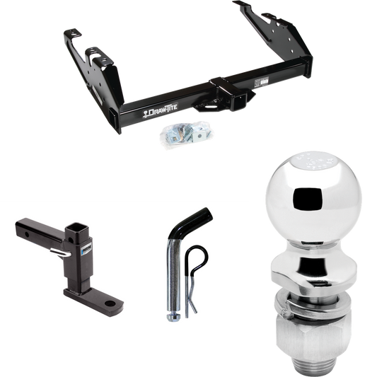 Fits 1988-1999 Chevrolet K1500 Trailer Hitch Tow PKG w/ Adjustable Drop Rise Ball Mount + Pin/Clip + 2" Ball By Draw-Tite