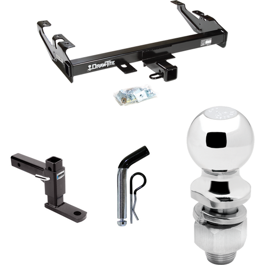 Fits 1988-1999 Chevrolet K1500 Trailer Hitch Tow PKG w/ Adjustable Drop Rise Ball Mount + Pin/Clip + 2" Ball By Draw-Tite