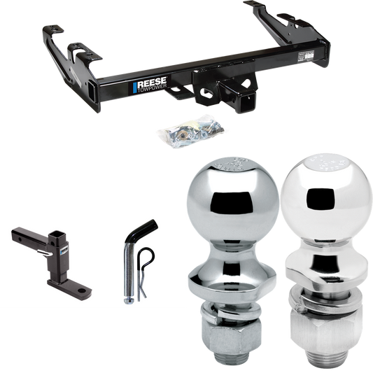 Fits 1988-1999 GMC C1500 Trailer Hitch Tow PKG w/ Adjustable Drop Rise Ball Mount + Pin/Clip + 2" Ball + 1-7/8" Ball By Reese Towpower