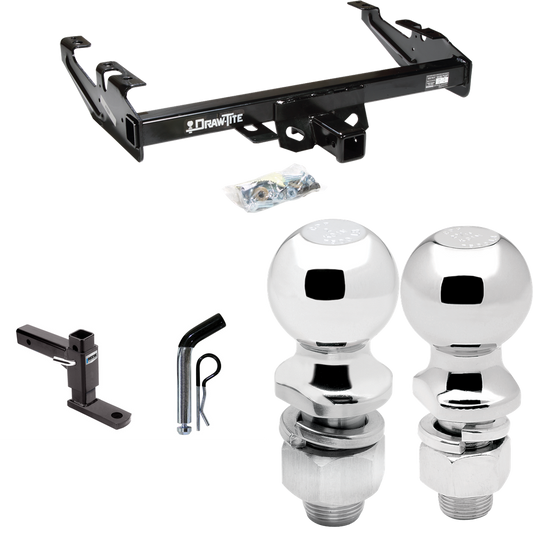 Fits 1992-2000 Chevrolet C2500 Trailer Hitch Tow PKG w/ Adjustable Drop Rise Ball Mount + Pin/Clip + 2" Ball + 2-5/16" Ball (For Crew Cab Models) By Draw-Tite