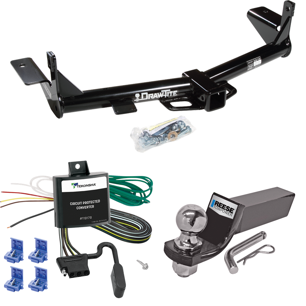 Fits 2008-2010 Mercury Mountaineer Trailer Hitch Tow PKG w/ 4-Flat Wiring + Starter Kit Ball Mount w/ 2" Drop & 2" Ball (For w/1-1/4" Receivers Models) By Draw-Tite