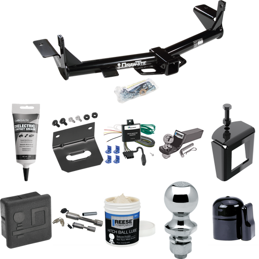 Fits 2006-2010 Ford Explorer Trailer Hitch Tow PKG w/ 4-Flat Wiring + Starter Kit Ball Mount w/ 2" Drop & 2" Ball + 1-7/8" Ball + Wiring Bracket + Dual Hitch & Coupler Locks + Hitch Cover + Wiring Tester + Ball Lube +Electric Grease + Ball Wrench + A