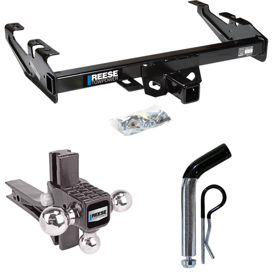 Se adapta al paquete de remolque con enganche de remolque Chevrolet C1500 1988-1999 con soporte de bola triple ajustable con elevación de caída, bolas de remolque de 1-7/8" y 2" y 2-5/16" + pasador/clip de Reese Towpower