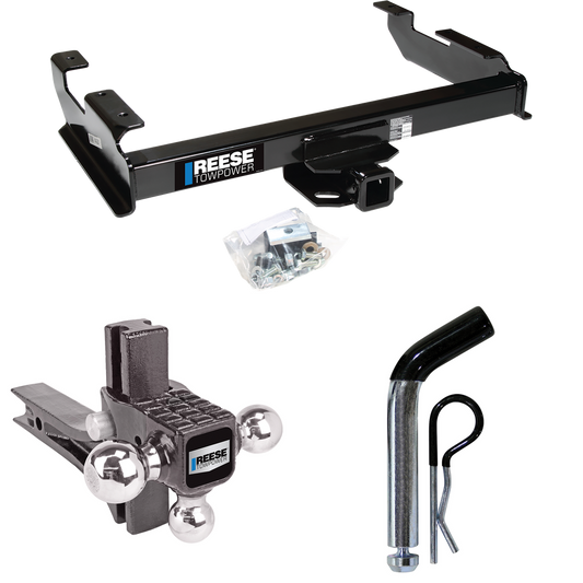 Fits 1988-1999 GMC C1500 Trailer Hitch Tow PKG w/ Adjustable Drop Rise Triple Ball Ball Mount 1-7/8" & 2" & 2-5/16" Trailer Balls + Pin/Clip By Reese Towpower