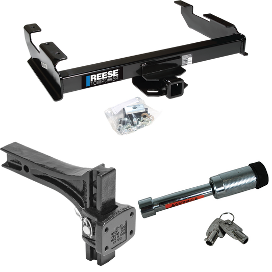 Fits 1992-2000 Chevrolet C2500 Trailer Hitch Tow PKG w/ Adjustable Pintle Hook Mounting Plate + Hitch Lock (For Crew Cab Models) By Reese Towpower