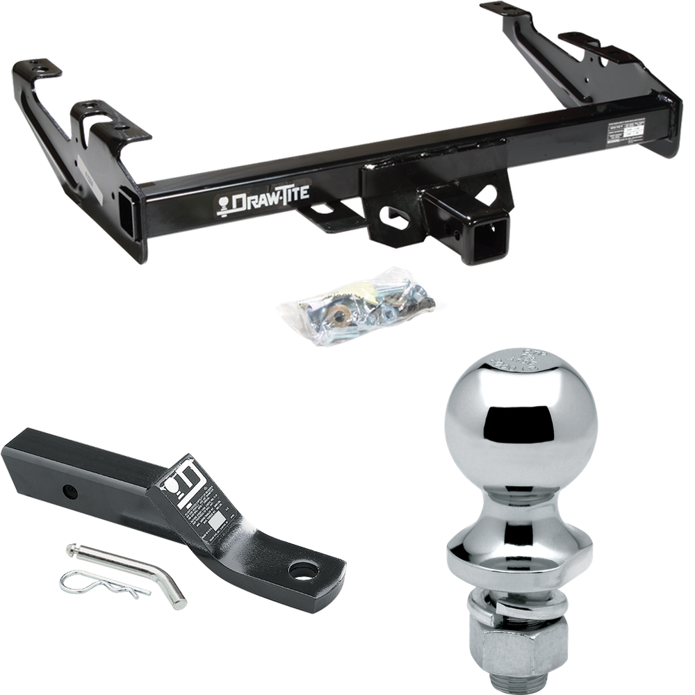 Fits 1992-2000 Chevrolet K2500 Trailer Hitch Tow PKG w/ Ball Mount w/ 2" Drop + 1-7/8" Ball (For Crew Cab Models) By Draw-Tite