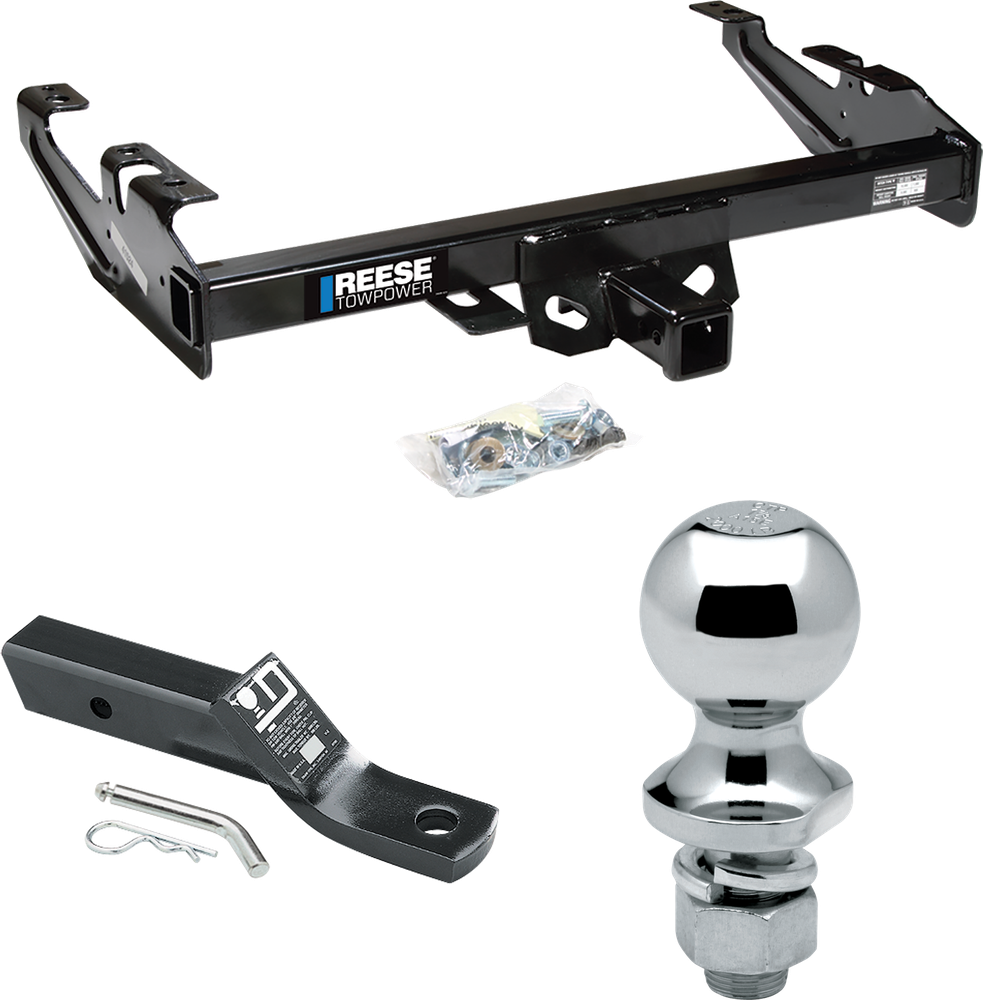 Fits 1988-2000 GMC C3500 Trailer Hitch Tow PKG w/ Ball Mount w/ 2" Drop + 1-7/8" Ball By Reese Towpower