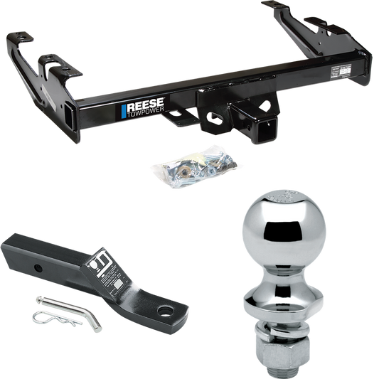 Fits 1988-2000 GMC C3500 Trailer Hitch Tow PKG w/ Ball Mount w/ 2" Drop + 1-7/8" Ball By Reese Towpower