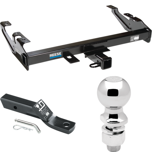 Fits 1988-1999 Chevrolet C2500 Trailer Hitch Tow PKG w/ Ball Mount w/ 2" Drop + 2-5/16" Ball (For Regular & Extended Cabs Models) By Reese Towpower