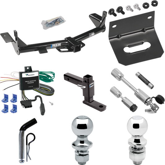 Fits 2006-2010 Ford Explorer Trailer Hitch Tow PKG w/ 4-Flat Wiring Harness + Adjustable Drop Rise Ball Mount + Pin/Clip + 2" Ball + 1-7/8" Ball + Dual Hitch & Coupler Locks (For w/1-1/4" Receivers Models) By Reese Towpower