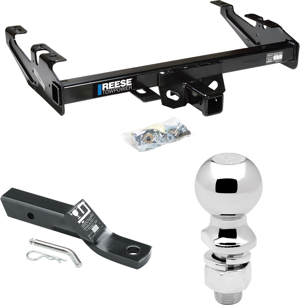 Fits 1988-1999 Chevrolet K2500 Trailer Hitch Tow PKG w/ Ball Mount w/ 2" Drop + 2-5/16" Ball (For Regular & Extended Cabs Models) By Reese Towpower