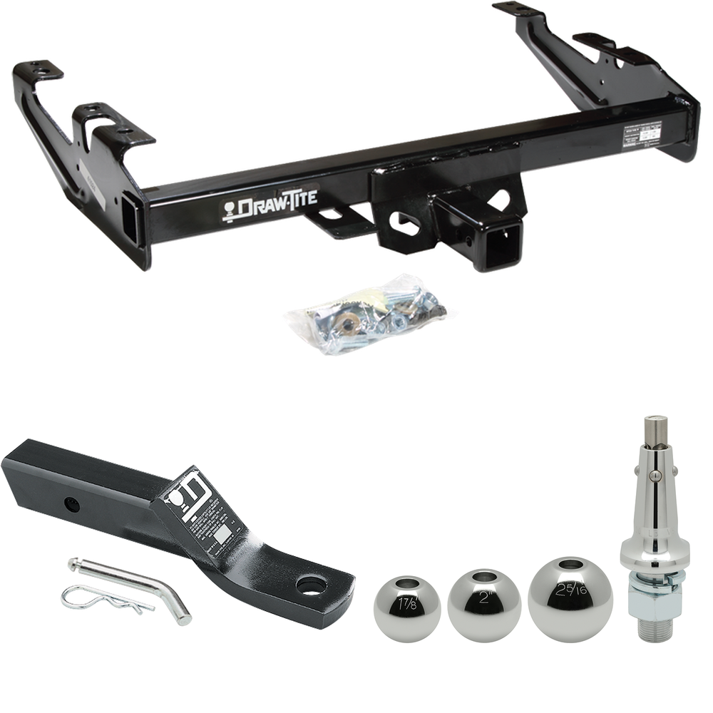 Fits 1992-2000 Chevrolet K2500 Trailer Hitch Tow PKG w/ Ball Mount w/ 2" Drop + Interchangeable Ball 1-7/8" & 2" & 2-5/16" (For Crew Cab Models) By Draw-Tite