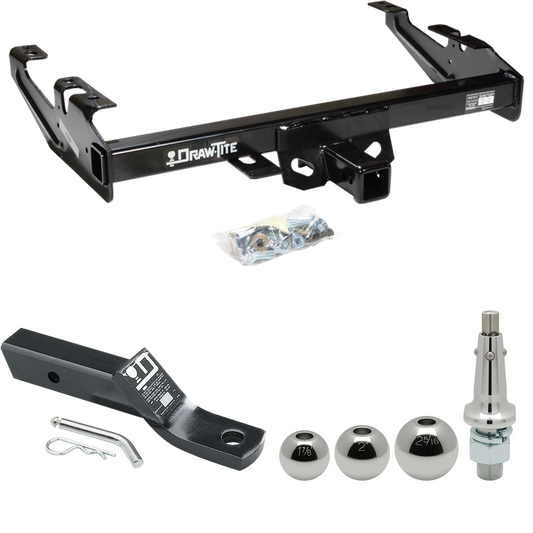 Fits 1992-2000 Chevrolet K2500 Trailer Hitch Tow PKG w/ Ball Mount w/ 2" Drop + Interchangeable Ball 1-7/8" & 2" & 2-5/16" (For Crew Cab Models) By Draw-Tite