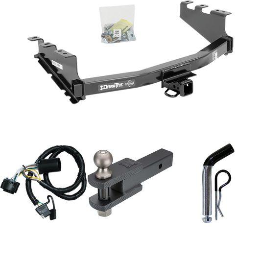 Fits 2019-2019 GMC Sierra 1500 LD (Old Body) Trailer Hitch Tow PKG w/ 4-Flat Wiring + Clevis Hitch Ball Mount w/ 2" Ball + Pin/Clip By Draw-Tite