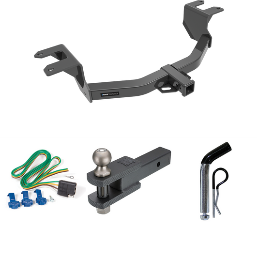 Fits 2019-2023 GMC Sierra 1500 Trailer Hitch Tow PKG w/ 4-Flat Wiring + Clevis Hitch Ball Mount w/ 2" Ball + Pin/Clip By Reese Towpower