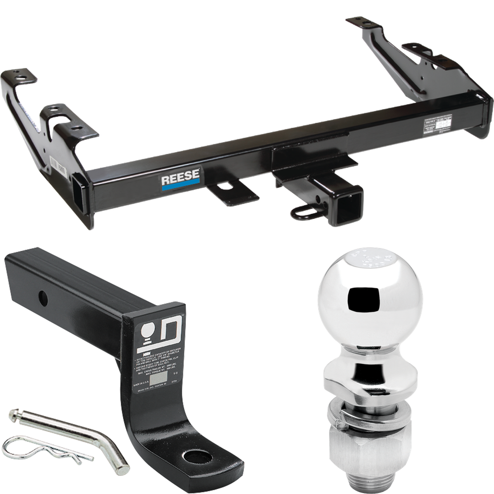 Fits 1988-2000 Chevrolet K3500 Trailer Hitch Tow PKG w/ Ball Mount w/ 4" Drop + 2" Ball (For Regular & Extended Cabs Models) By Reese Towpower