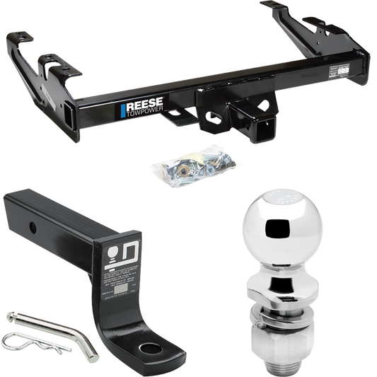 Fits 1992-2000 Chevrolet K3500 Trailer Hitch Tow PKG w/ Ball Mount w/ 4" Drop + 2" Ball (For Crew Cab Models) By Reese Towpower