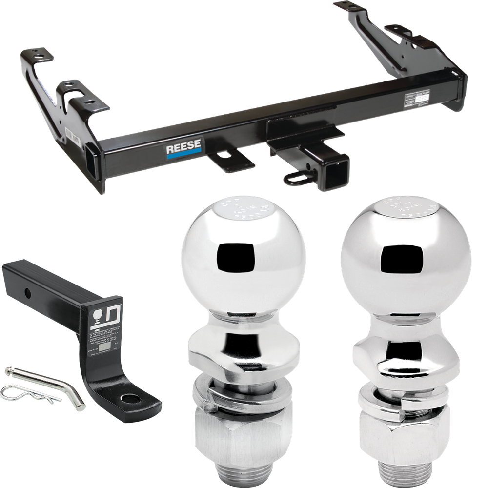 Fits 1988-1999 GMC K1500 Trailer Hitch Tow PKG w/ Ball Mount w/ 4" Drop + 2" Ball + 2-5/16" Ball By Reese Towpower