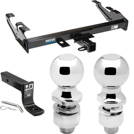 Fits 1988-1999 GMC K1500 Trailer Hitch Tow PKG w/ Ball Mount w/ 4" Drop + 2" Ball + 2-5/16" Ball By Reese Towpower