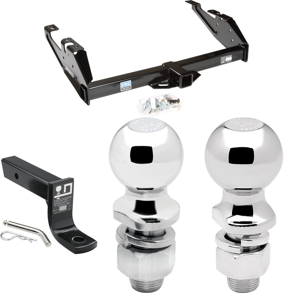 Fits 1988-2000 GMC C2500 Trailer Hitch Tow PKG w/ Ball Mount w/ 4" Drop + 2" Ball + 2-5/16" Ball By Reese Towpower