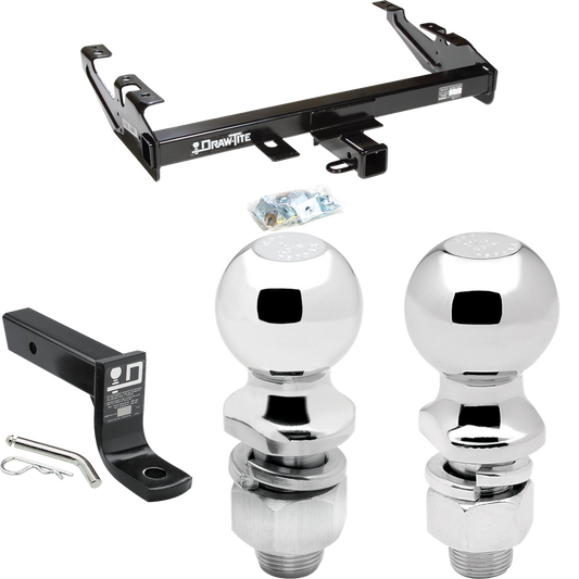 Fits 1988-2000 GMC C3500 Trailer Hitch Tow PKG w/ Ball Mount w/ 4" Drop + 2" Ball + 2-5/16" Ball By Draw-Tite