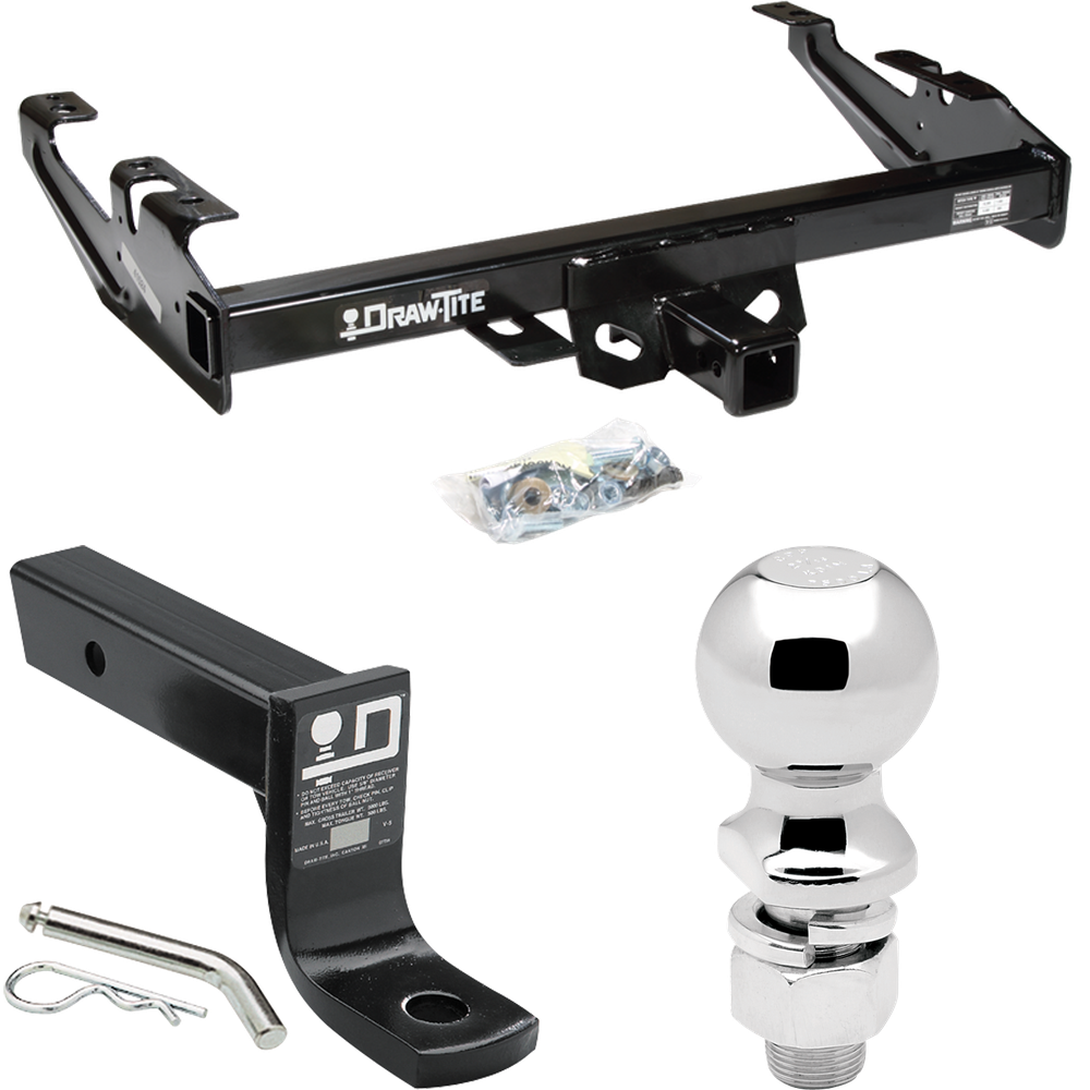 Fits 1988-2000 Chevrolet K3500 Trailer Hitch Tow PKG w/ Ball Mount w/ 4" Drop + 2-5/16" Ball (For Regular & Extended Cabs Models) By Draw-Tite