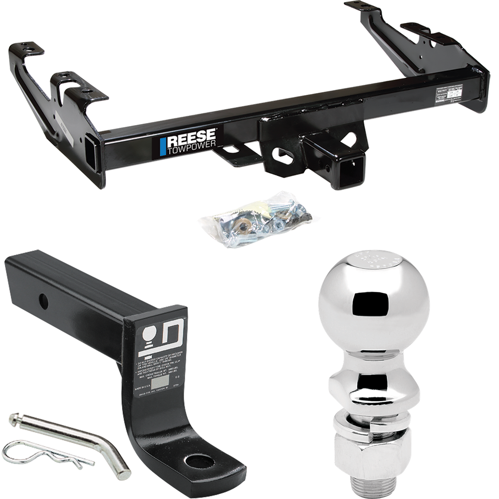 Fits 1988-1999 Chevrolet K2500 Trailer Hitch Tow PKG w/ Ball Mount w/ 4" Drop + 2-5/16" Ball (For Regular & Extended Cabs Models) By Reese Towpower