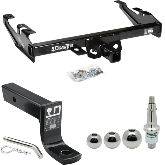 Fits 1988-2000 GMC C3500 Trailer Hitch Tow PKG w/ Ball Mount w/ 4" Drop + Interchangeable Ball 1-7/8" & 2" & 2-5/16" By Draw-Tite