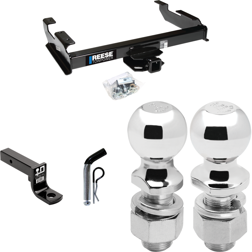 Fits 1988-1999 Chevrolet K1500 Trailer Hitch Tow PKG w/ Ball Mount w/ 4" Drop + Pin/Clip + 2" Ball + 2-5/16" Ball By Reese Towpower