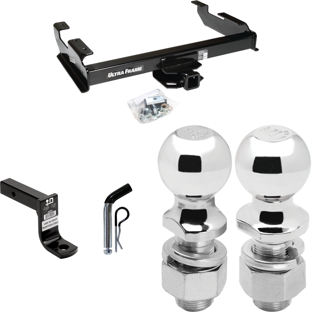 Fits 1988-2000 GMC K3500 Trailer Hitch Tow PKG w/ Ball Mount w/ 6" Drop + Pin/Clip + 2" Ball + 2-5/16" Ball By Draw-Tite