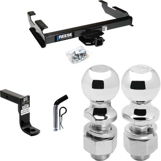 Fits 1988-1999 Chevrolet C1500 Trailer Hitch Tow PKG w/ Ball Mount w/ 8" Drop + Pin/Clip + 2" Ball + 2-5/16" Ball By Reese Towpower