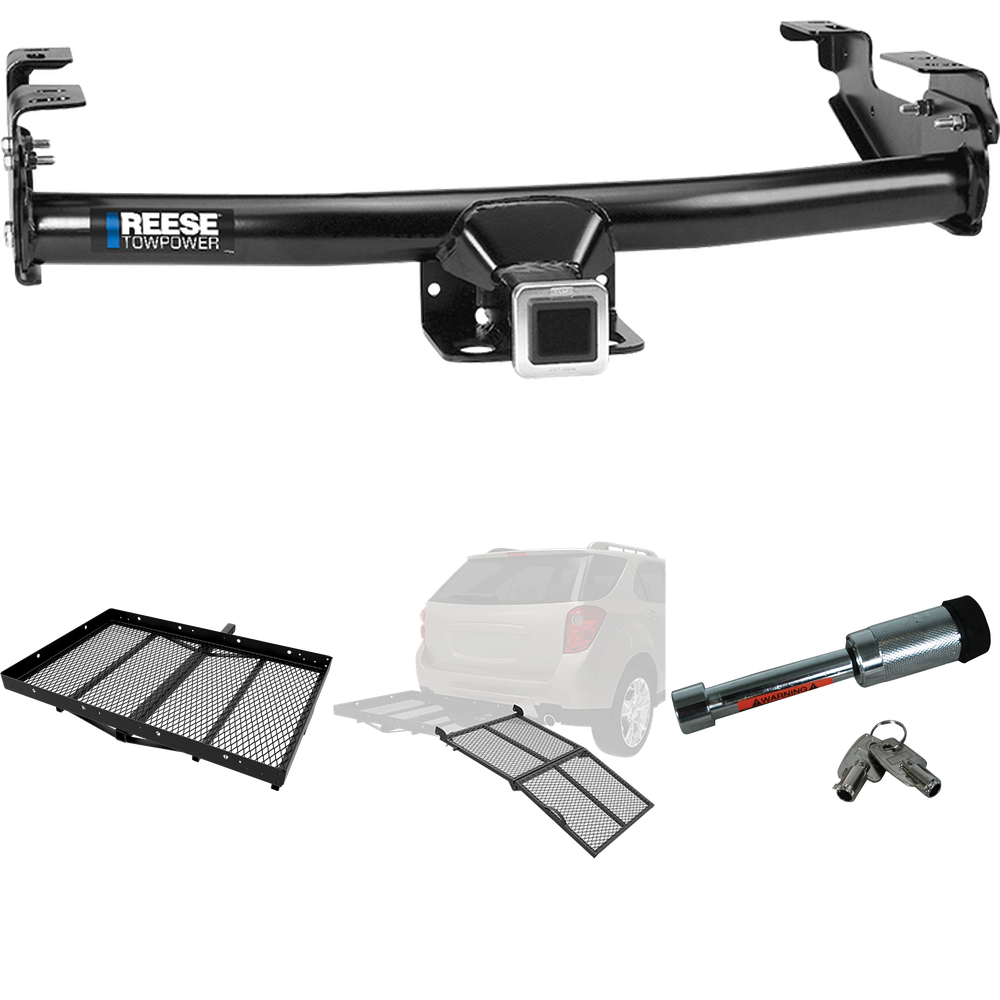 Fits 2005-2007 Chevrolet Silverado 1500 HD Trailer Hitch Tow PKG w/ Cargo Carrier + Bi-Fold Ramp + Hitch Lock (For (Classic) Models) By Reese Towpower