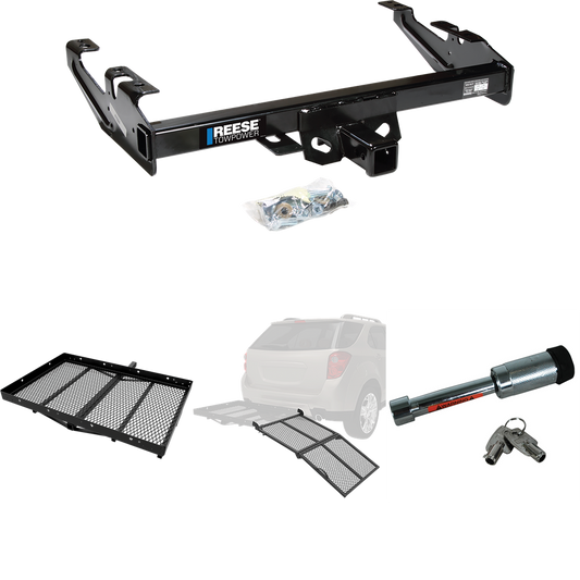 Fits 1988-1999 Chevrolet C1500 Trailer Hitch Tow PKG w/ Cargo Carrier + Bi-Fold Ramp + Hitch Lock By Reese Towpower