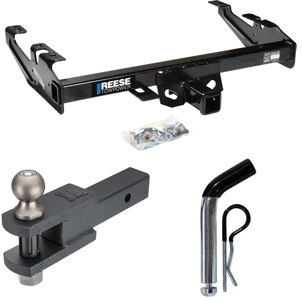 Fits 1988-1999 GMC K1500 Trailer Hitch Tow PKG w/ Clevis Hitch Ball Mount w/ 2" Ball + Pin/Clip By Reese Towpower