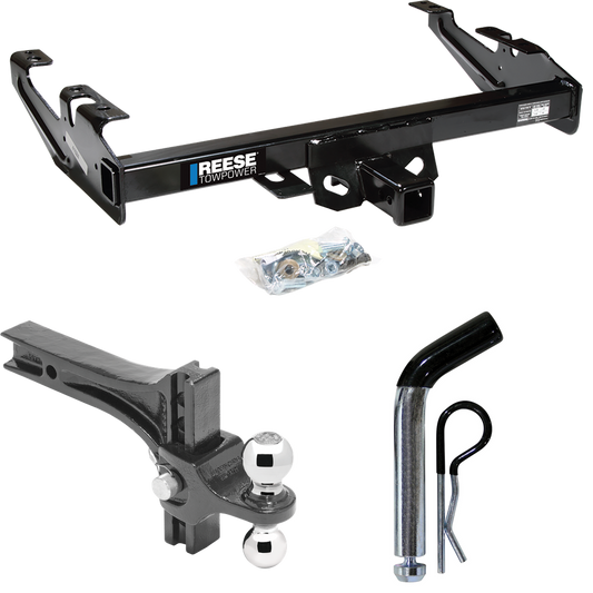 Fits 1988-1999 Chevrolet C1500 Trailer Hitch Tow PKG w/ Dual Adjustable Drop Rise Ball Ball Mount 2" & 2-5/16" Trailer Balls + Pin/Clip By Reese Towpower