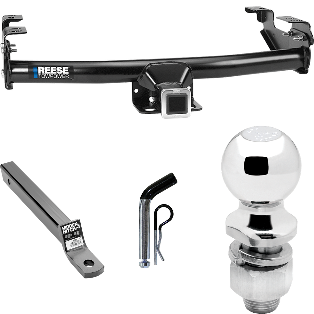 Fits 1992-2000 Chevrolet C2500 Trailer Hitch Tow PKG w/ Extended 16" Long Ball Mount w/ 2" Drop + Pin/Clip + 2" Ball (For Crew Cab Models) By Reese Towpower