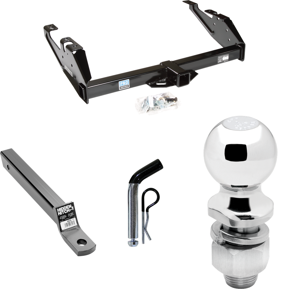 Fits 1988-2000 Chevrolet K3500 Trailer Hitch Tow PKG w/ Extended 16" Long Ball Mount w/ 2" Drop + Pin/Clip + 2" Ball (For Regular & Extended Cab Models) By Reese Towpower