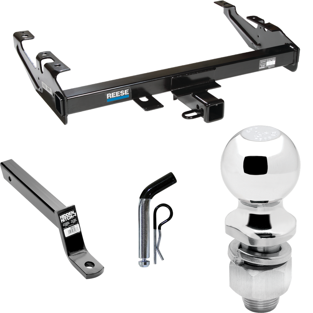 Fits 1988-1999 GMC C1500 Trailer Hitch Tow PKG w/ Extended 16" Long Ball Mount w/ 4" Drop + Pin/Clip + 2" Ball By Reese Towpower