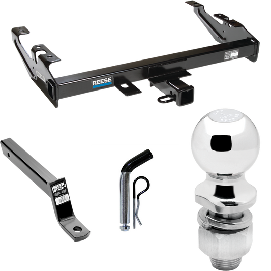 Fits 1988-1999 GMC C1500 Trailer Hitch Tow PKG w/ Extended 16" Long Ball Mount w/ 4" Drop + Pin/Clip + 2" Ball By Reese Towpower