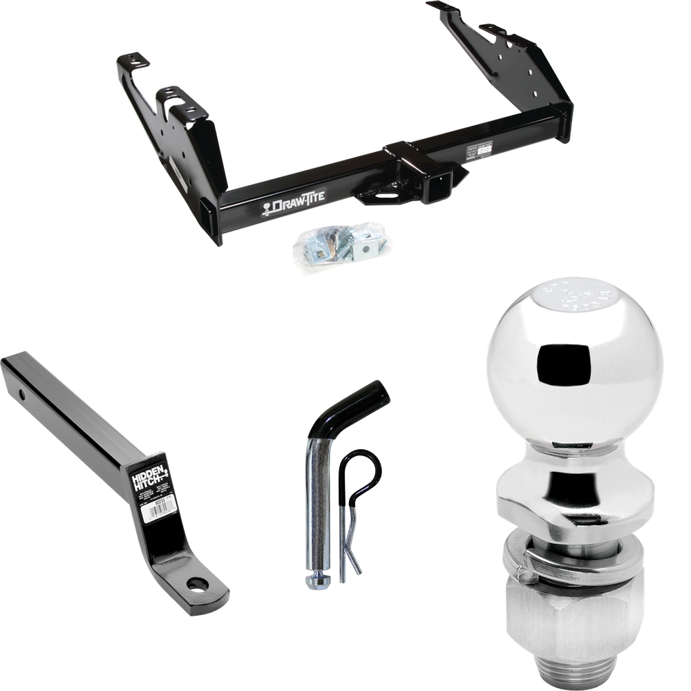 Fits 1988-2000 GMC C2500 Trailer Hitch Tow PKG w/ Extended 16" Long Ball Mount w/ 4" Drop + Pin/Clip + 2" Ball By Draw-Tite