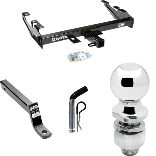 Fits 1988-2000 GMC K3500 Trailer Hitch Tow PKG w/ Extended 16" Long Ball Mount w/ 4" Drop + Pin/Clip + 2" Ball By Draw-Tite