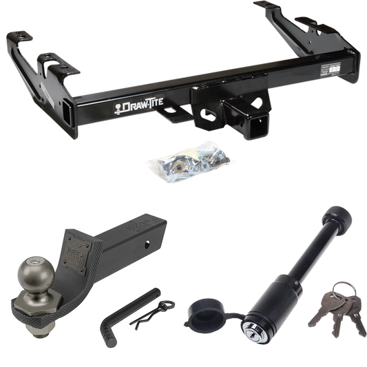 Fits 1988-1999 GMC K1500 Trailer Hitch Tow PKG + Interlock Tactical Starter Kit w/ 2" Drop & 2" Ball + Tactical Dogbone Lock By Draw-Tite