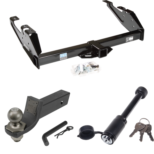 Fits 1988-2000 GMC C2500 Trailer Hitch Tow PKG + Interlock Tactical Starter Kit w/ 2" Drop & 2" Ball + Tactical Dogbone Lock By Reese Towpower