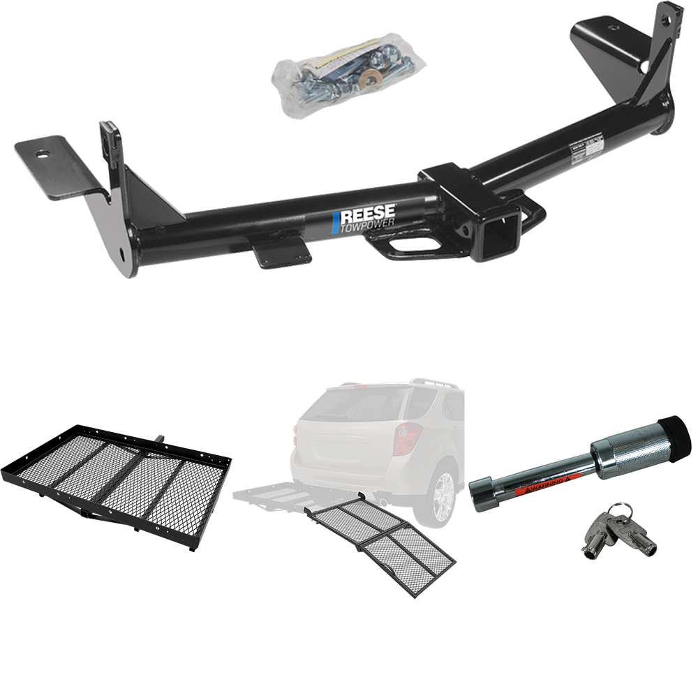 Fits 2006-2010 Ford Explorer Trailer Hitch Tow PKG w/ Cargo Carrier + Bi-Fold Ramp + Hitch Lock (For w/1-1/4" Receivers Models) By Reese Towpower